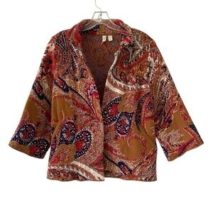 Moth Anthropologie Intarsia Paisley Boho Blazer Jacket